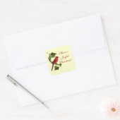 Kardinaal op bijkantoor met Ivy Leaves kerst Vierkante Sticker (Envelop)