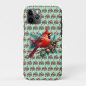 Kardinaal op dennentak met winterbessen Case-Mate iPhone case (Achterkant)