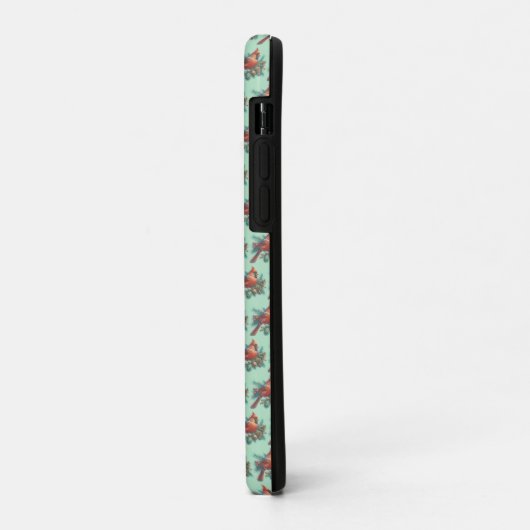 Kardinaal op dennentak met winterbessen Case-Mate iPhone case (Achterkant/links)