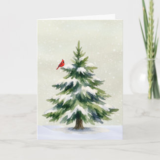 Kardinaal op Kerstboom Kerstkaart Feestdagen Kaart