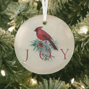 Kardinaal op maat gemaakte Kerstvakantie Glas Ornament