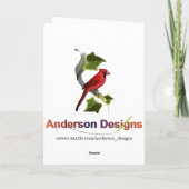 Kardinaal op vertakking met Ivy Leaves Kaart (Achterkant)
