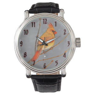 Kardinaal op vertakkingen - Oorspronkelijke vogelk Horloge
