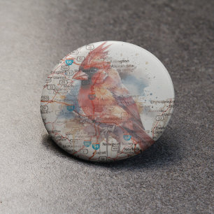 Kardinaal op Virginia Road Map Button Flesopener