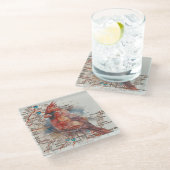 Kardinaal op Virginia Road Map Glazen Onderzetter (Schuin)