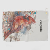 Kardinaal op Virginia Road Map Golfhanddoek (Horizontaal)