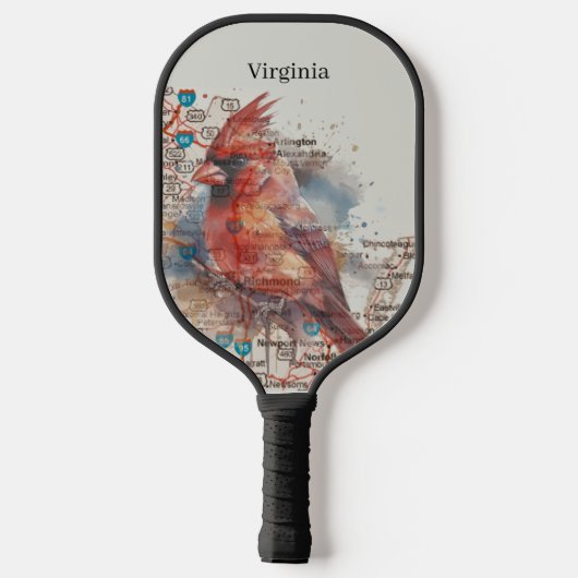 Kardinaal op Virginia Road Map Pickleball Paddle (Achterkant)