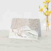 Kardinaal op Winter Creek (Blank binnen) Kaart (Gele Bloem)