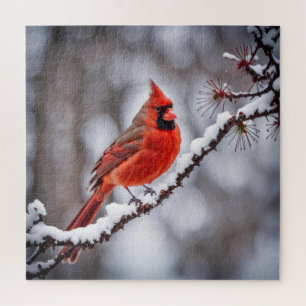 Kardinaal op wintertak legpuzzel