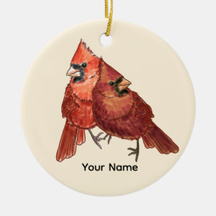 Kardinaal paar keramisch ornament