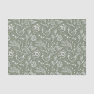 Kardinaal, Pinecones en Winter Berry Sage Tissuepapier