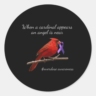 Kardinaal Purples Ribbon Overdosis Bewustheid Ange Ronde Sticker