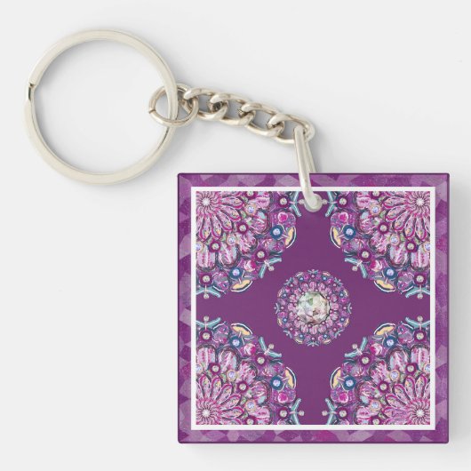 Kardinaal Red Rosace Sleutelhanger (Voorkant)