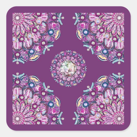 Kardinaal Red Rosace Vierkante Sticker (Voorkant)