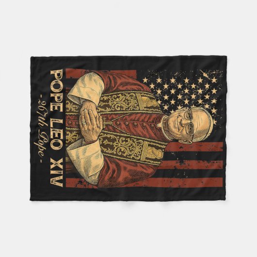 Kardinaal Robert Francis Prevost Paus Leo XIV Amer Fleece Deken (Voorkant (Horizontaal))