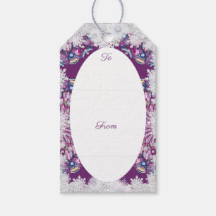 Kardinaal rode rozenkrans & sneeuwvlok cadeaulabel