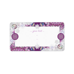 Kardinaal rode rozenkrans & sneeuwvlok etiket