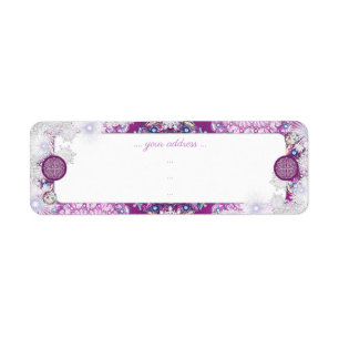 Kardinaal rode rozenkrans & sneeuwvlok etiket