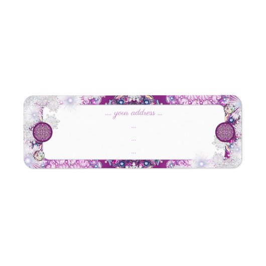 Kardinaal rode rozenkrans & sneeuwvlok etiket (Voorkant)