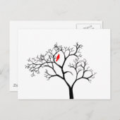 Kardinaal-rode vogel in de sneeuwwinterboom briefkaart (Voorkant / Achterkant)