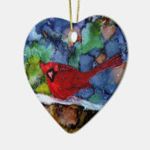 Kardinaal 's nachts keramisch ornament (Links)