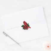 Kardinaal vogel, kersttekening ronde sticker (Envelop)
