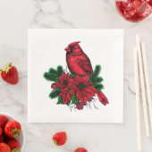 Kardinaal vogel, kersttekening servet (Insitu)