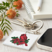 Kardinaal vogel, kersttekening sleutelhanger (Voorkant Rechts)