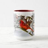 Kardinaal vogel, sneeuw, winter, Mok (Midden)