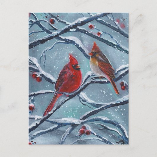 Kardinaal vogels winter door Renee Lavoie Briefkaart (Voorkant)