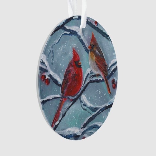 Kardinaal vogels winter door Renee Lavoie Ornament (voorkant)
