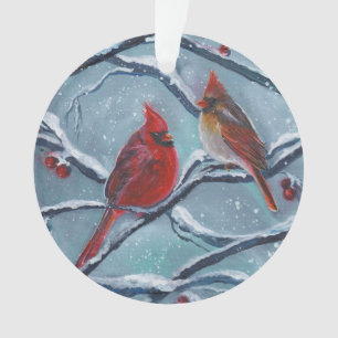 Kardinaal vogels winter door Renee Lavoie Ornament