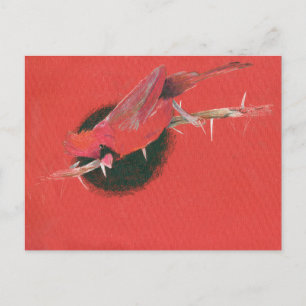 Kardinaal vogelschilderij, rode bla briefkaart