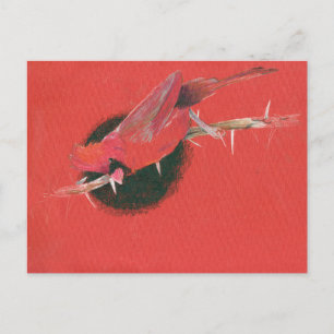 Kardinaal vogelschilderij, rode bla briefkaart