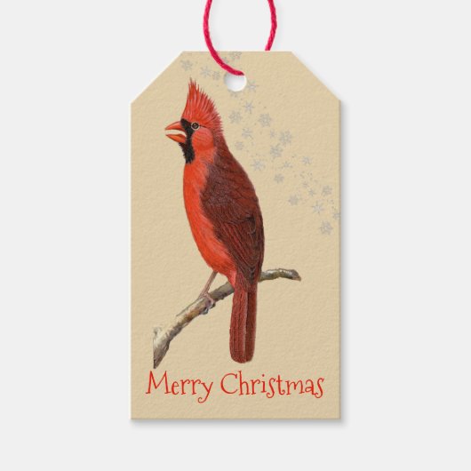  kardinaal Vrolijk Kerstfeest Cadeaulabel (Voorkant)