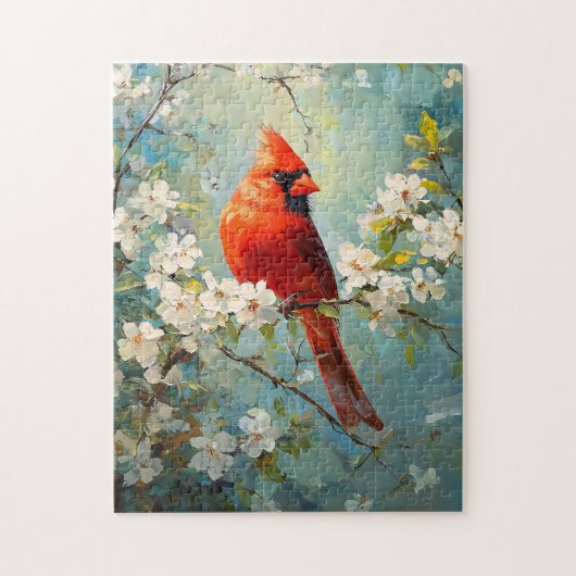 Kardinaal White Blossoming Flowers Art Legpuzzel (Verticaal)