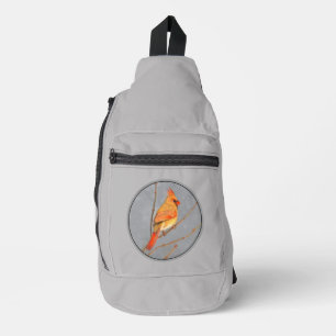 Kardinaal Winter Branch Schilderen Originele Vogel Sling Bag