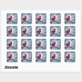 Kardinaal zingen met muzieknoten vierkante sticker (Vel)