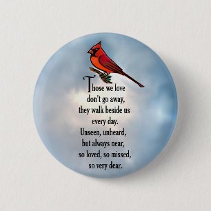 Kardinaal "Zo geliefd" gedicht Ronde Button 5,7 Cm