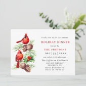 Kardinaalbes Kerst HOLIDAY DINER Kaart (Staand voorkant)