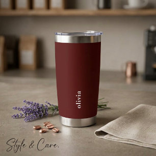 Kardinaalrode Geïsoleerde Tumbler met Aangepaste M Drinkbeker