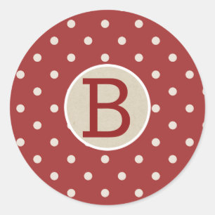 Kardinaalrood Gestippeld Landelijk Krachtig Monogr Ronde Sticker