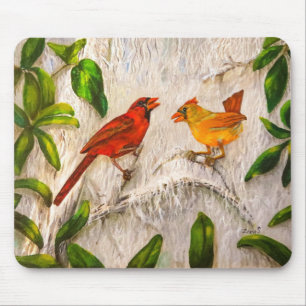 Kardinaalvogels rood en oranje muismat