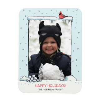 Kardinale kerstkaart, Cartoon Kardinale foto Magneet