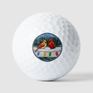 Kardinale vogels en kerstlampjes golfballen