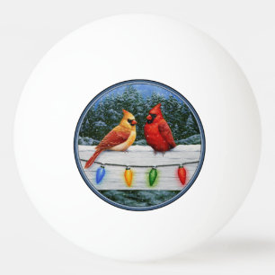 Kardinale vogels en kerstlichten pingpongballen