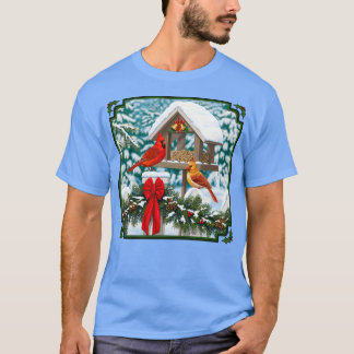 Kardinale vogels en kerstvoeders t-shirt
