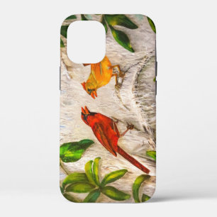 Kardinale vogels geschilderd iPhone 12 mini hoesje