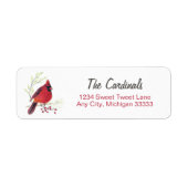 Kardinale Waterverf Art Return Address Label (Voorkant)