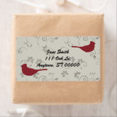 Kardinalen en bloeiende Adresetiketten Etiket (Insitu)